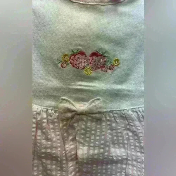 First Moments Vintage Strawberry Onesie stripped Pink and White Bottom Size 3-6 - Picture 2 of 5